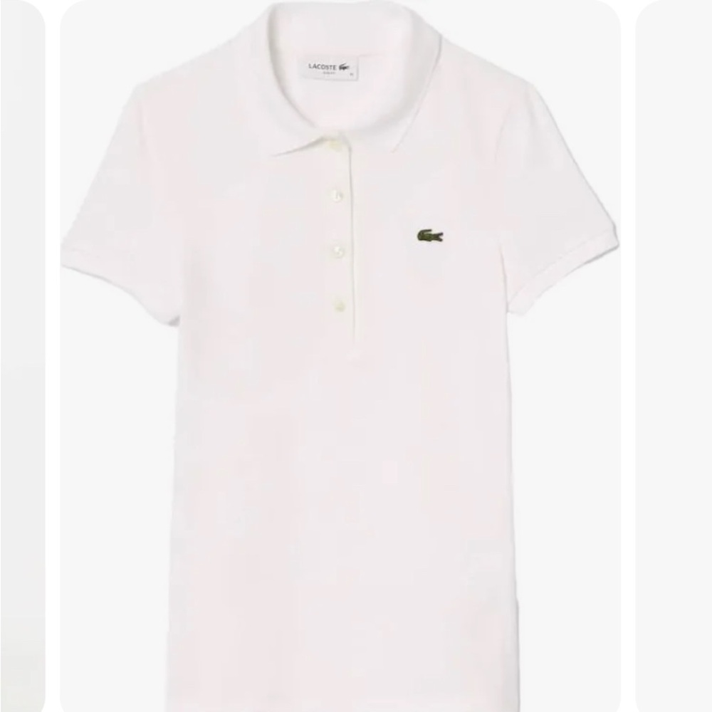 Lacoste pique stretch white 5 button  slim fit polo